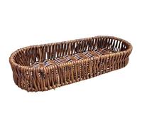 ERINGOGO Rectangular Bread Basket Woven Storage Box for Serving Snacks and Utensils Oval Natural Rattan Food Tray with Generous Space for Home Dining Party Kitchen Organization