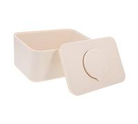 ERINGOGO Rectangular Diaper Wipes Dispenser Box Sealed Silicone Lid Beige Tissue Holder Moisture-Proof Napkin Storage Container for Home and Car Use