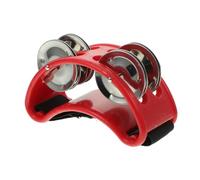 ERINGOGO Red Foot Tambourine Percussion Instrument for Music Education Multi Functional Performance Accompaniment Prop Craft Bell for Rhythm Development