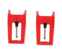 ERINGOGO Replacement Stylus Needles for Record Player, 2 Pack, Portable Red Aluminium and Plastic Turntable Needles, Improves Tone Quality, Phonograph Supplies