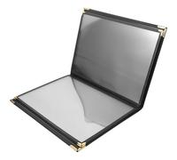ERINGOGO Restaurant Menu Cover A4 Folder Black Faux Leather with Gold Reinforced Corners PVC Inserts for Recipe Price List Organisation Sturdy, Wipe Clean for Cafes Restaurants