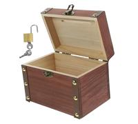 ERINGOGO Retro Wooden Coin Bank with Lock Small Dark Treasure Chest Jewelry Organizer Box Secure Money Saving Box for Birthday Gift Storage Case with Lid Natural Wood Material