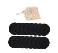 ERINGOGO Reusable Facial Makeup Remover Pads 16pcs Black Bamboo Fiber Round Face Wipes Cotton Mesh Bag and Paper Box for Sensitive and Dry Skin Cleansing