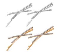 ERINGOGO Rhinestone Hair Clips Elegant Versatile Shiny Luxury Accessory X-shaped Metal Hairpins 4 Pcs Comfortable to Wear for Dates and Parties