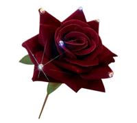 ERINGOGO Rhinestone Red Rose Hairpin for Hair Sticks Buns and Floral Hair Stick Designs for Wedding Decor and Bridal Occasions