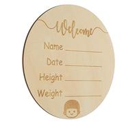ERINGOGO Round Wooden Newborn Announcement Sign Birth Name Sign Photo Prop Nursery Decor Practical Keepsake for Boys