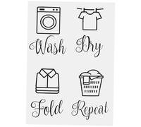 ERINGOGO Rustic Laundry Signs Wash Dry Fold Repeat Wall Decals Decorative Stickers Removable Repositionable Laundry Organization Accessories