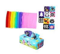 ERINGOGO S Educational Tissue Box with Sound Soft Plush Fox Design Sensory Plaything for Cognitive Development and Fine Motor Skills Safe Polished Edges Early Learning Game