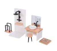 ERINGOGO Scale Miniature Bathroom with Shower Wash Basin Stool Towel Rack Realistic Dollhouse Furniture for Collectors and Hobbyists Accurate Doll Accessories for Home Scenes