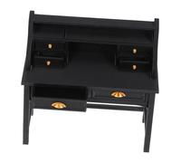ERINGOGO Scale Miniature Dollhouse Side Table Realistic Black Vintage Study Desk for Bedroom Living Library Scenes and Easy-clean Dollhouse Furniture Accessory for Pretend Play and