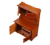 ERINGOGO Scale Miniature Wooden Dollhouse Bookcase with Double Doors Retro Farmhouse Style Cabinet for Micro Landscape Decoration Doll Furniture Model for Display and Storage