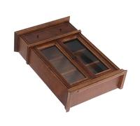ERINGOGO Scale Miniature Wooden Dollhouse Cabinet with Chestnut Finish Vintage Style Storage Sideboard for Living Bedroom Kitchen Doll Furniture Accessories
