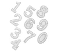 ERINGOGO Self-Adhesive Number Stickers 10pcs White Glass Rhinestone and Fabric Patches for DIY Clothing Suitable for Jeans Hats