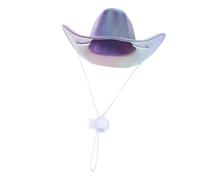 ERINGOGO Shiny Small Cowboy Hat for Pet Dogs and Cats with Adjustable Strap Lightweight Summer Sun Protection Eye-catching Festival Party Costume Accessory