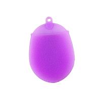 ERINGOGO Silicone Bathing Brush Violet Food Grade Body Scrubber for All Ages with Stretchy Massage Design and Hanging Ring for Easy Drying and Multi Purpose Use