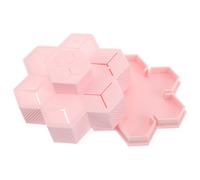 ERINGOGO Silicone Lipstick and Makeup Brush Holder, Small Pink Multi-compartment Cosmetics Organizer for Vanity Countertop, Lipgloss Base and Makeup Tool Storage Box for Bedroom and Travel