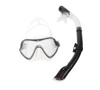 ERINGOGO Silicone Snorkeling Mask Kit Full Face Snorkel Set with One-way Drain Valve for Men and Women Transparent Black Large Frame Anti-choke Snorkel Gear for Diving Swimming Underwater
