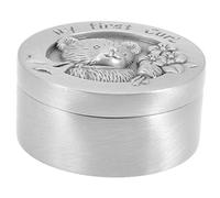 ERINGOGO Silver Stainless Steel Round Fetal Hair Storage Box, Smooth Surface Keepsake Tin for Small Items, Baby Curl Memory Gift for Boys