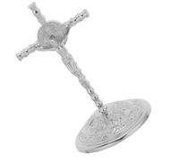 ERINGOGO Silver Zinc Alloy Standing Jesus Crucifix with Stable Base | Vintage Renaissance Styling, Space-saving Tabletop Ornament, Meaningful Gift for Catholic Faithful, Church Staff, Weddings
