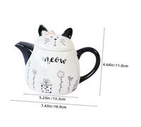 ERINGOGO Small Ceramic Cat-Shaped Teapot Portable Loose Tea Pot with Ergonomic Handle for Home Office Outdoor Use Elegant Black and White Porcelain Teaware Gift for Tea Lovers