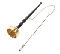 ERINGOGO Small Copper Yin Qing Buddhism Percussion Instrument Wooden Handle for Temple Ceremony and Meditation, Yin Qing Ornament for Buddhist Prayer and Rituals