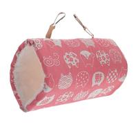 ERINGOGO Small Pet Cotton Sleeping Nest Tunnel for Squirrel Guinea Pig Hamster Chinchilla - Red Cat Pattern Four Seasons Comfortable Resting Bed for Pets