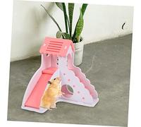 ERINGOGO Small Pets Hideout and Hamster Ladder Climbing Toy with Slide, Plastic Diy Playhouse for Hamsters and Guinea Pigs, Pink and White Pet Sleeping House for Cage Accessories