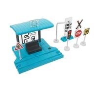 ERINGOGO Sound Light Train Station Platform Model with Green Plastic Track Accessory Rounded Edges Safe for Compatible with Thomas Railway System