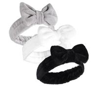 ERINGOGO Spa Headbands 3pcs Elastic Face Wash Hairbands for Women Girls, Soft Skincare Headbands for Makeup Removal and Sports, Spa Facial Head Wraps in Grey Black White