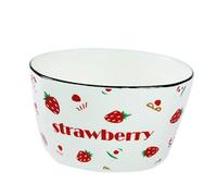 ERINGOGO Square Rice Bowl with Strawberry Pattern Multipurpose Food Bowl for Home Kitchen Microwave Safe Salad Serving