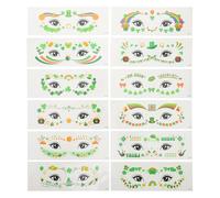 ERINGOGO St Patrick's Day Face Stickers Temporary 12 Sheets Shamrock Glitter Body Decals for Boys and Girls and Adults Holiday Party Festival Makeup Accessories
