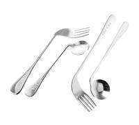 ERINGOGO Stainless Steel Angled Spoon and Fork Self-fed Utensils for Elderly Weaning Fork Spoon Adaptive for Disabled
