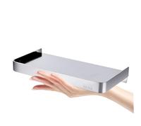 ERINGOGO Stainless Steel Wall Mounted Phone Holder and Tissue Box Shelf for Bathroom Toilet Floating Design with Rounded Edges Anti-slip Upward Bend Tray for Cell Phones Wipes and Items
