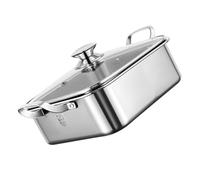 ERINGOGO Sturdy Stainless Steel Hot Pot with Divider and Glass Lid Dual-Flavor Chinese Hot Pot Cooker for Family Gatherings Rust-Resistant Pan with Polished Surface Easy to Clean and