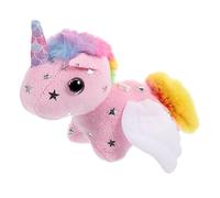 ERINGOGO Tail Wagging Plush Unicorn Pendant Rainbow Mane Soft Stuffed Animal Keychain Decor for Bags Handbags Suitcases Lightweight and Cartoon Doll Accessory