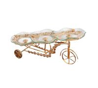 ERINGOGO Three Tempered Glass Fruit Plate Rack Elegant European Style Dessert Tray for Kitchen Countertop Space Saving Storage Box for Fruits Nuts Snacks Strong Bearing Capacity