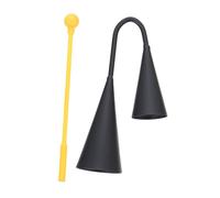 ERINGOGO Traditional Latin Double Bell Cowbell with Wooden Mallet Two Tone Percussion Instrument for Beginners and Professionals Compact Black Design and Portable Musical Gift