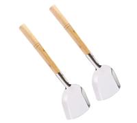 ERINGOGO Traditional Wok Spatula 2pcs Set with Wooden Handle and Iron Material, Smooth Surface Without Burrs, Home Kitchenware for Frying and Restaurants, Sturdy Kitchen Wok Spatula