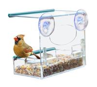 ERINGOGO Transparent Window Bird Feeder with Strong Suction Cups Large Acrylic Tray Removable Divider and Drain Holes for Wild Birds Watching and Easy Cleaning Smooth Surfaces