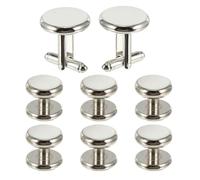 ERINGOGO Tuxedo Cufflinks Men 8pcs Round Classic Shirt Studs Set for French Cuff Shirts Evening Galas
