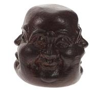ERINGOGO Vietnamese Agarwood Four-faced Buddha Head Wood Craft Ornament Delicate Handmade Figurine for Home Office Car Decor Feng Shui Decoration Space-saving Desktop Accessory
