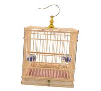ERINGOGO Vintage Bamboo Birdcage Rectangular Decorative Cage with Removable Tray Carbonized Bamboo for Finches and Small Songbirds Indoor Balcony Use