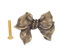 ERINGOGO Vintage Brass Bow Cabinet Door Knob Single Hole Drawer Pull for Dresser Cupboard Wardrobe Bedroom Decorative Bowkot Handle with Enduring Finish and Timeless Appeal