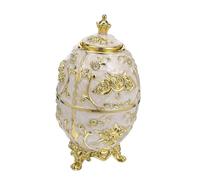 ERINGOGO Vintage Embossed Toothpick Holder Automatic Press Dispenser with Gold White Rose Design Portable Egg-shaped Storage Box for Kitchen Dining Table Party Use