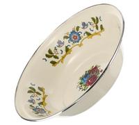 ERINGOGO Vintage Enamel Wash Basin Retro Style Household Soup and Egg Mixing Bowl Milk White Enamelware Multi-Functional for Washing Rice Fruits Dough Mixing with Lid for Freshness and Easy