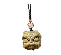 ERINGOGO Vintage Lion Animal Design Pendant Keychain for Phone Hanging Decor Creative Nanmu Carved Unique Anti-lost Accessory for Keys and Bags