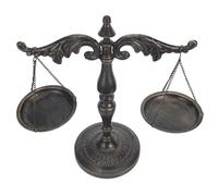 ERINGOGO Vintage Metal Libra Scale Sculpture Rustic Justice Symbol Display Stand Balancing Scale Tray for Lawyer Office Decor Legal Theme Accents