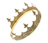 ERINGOGO Vintage Royal King Crown for Men, Antique Gold Prince Crown Accessory, Medieval Cosplay Prop for Birthday, Performance and Themed Party