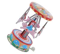 ERINGOGO Vintage Wind Up Iron with Clockwork Mechanism Rotating Retro Carousel Plaything for Party and Home Decoration Compact Hand Eye Coordination with Smooth Surface and Bright Colors