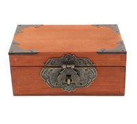 ERINGOGO Vintage Wooden Case with Lock Desktop Storage Box for Diaries Postcards Private Keepsakes Brown Polished Smooth Craftsmanship Rectangular Container